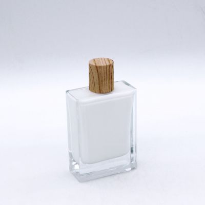 free samples empty luxury 100ml white vintage glass perfume spray bottle with wooden cap 