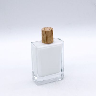 free samples empty luxury 100ml white vintage glass perfume spray bottle with wooden cap 