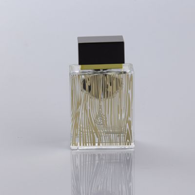 100ml clear rectangle spray printing perfume bottle glass 
