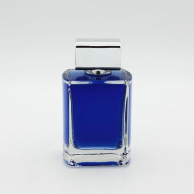 fancy high quality unique fragrance square empty clear 100ml glass perfume bottle