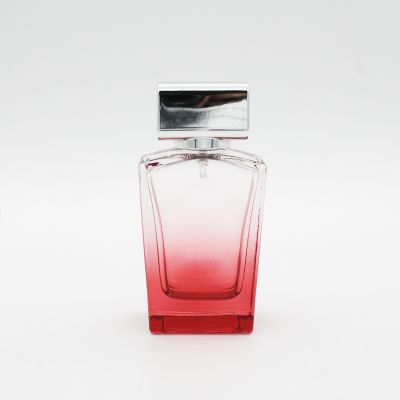 wholesale fancy clear empty design red gradual coating 50ml perfume glass bottle