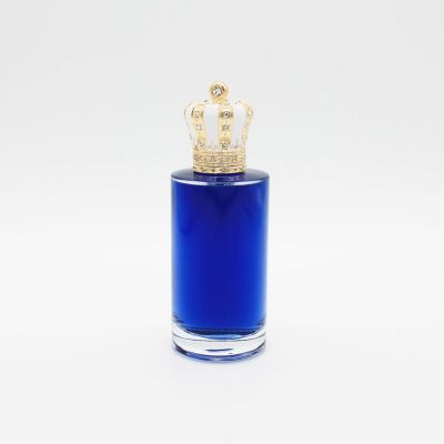 high quality fancy luxury clear empty cylinder 100ml perfume glass bottle 