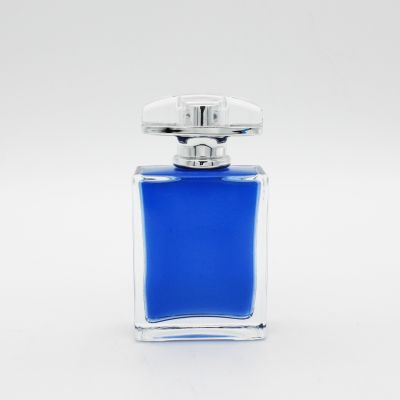 manufacturer high quality clear fancy square empty 50ml perfume glass bottle
