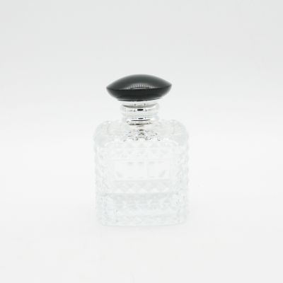 high quality crimping unique square 100ml glass fancy luxury perfume bottle 