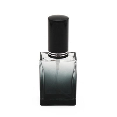 screw neck type glass square black perfume bottle with aluminium sperayer and cap 