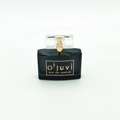 Wholesale empty colored rectangular uv black glass perfume bottle with surlyn lid 