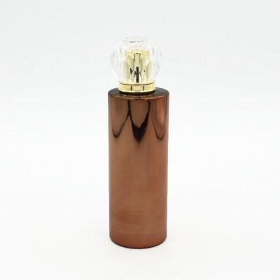 high end luxury fancy brown UV coating vintage cylinder 100ml glass perfume bottle
