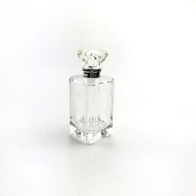 100ml octagon shape perfume glass bottle with diamond cap