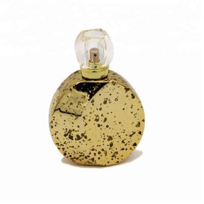 100 ml luxury high quality Glass UV Coating Gold Perfume Bottle with surlyn cap