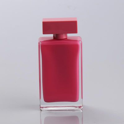 high end empty perfume atomizer 100ml red painting coating Inside glass perfume bottle wholesale