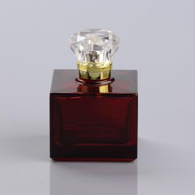 Custom Design New High Quality Empty 100ml Whole Coating Red Square Perfume Bottle