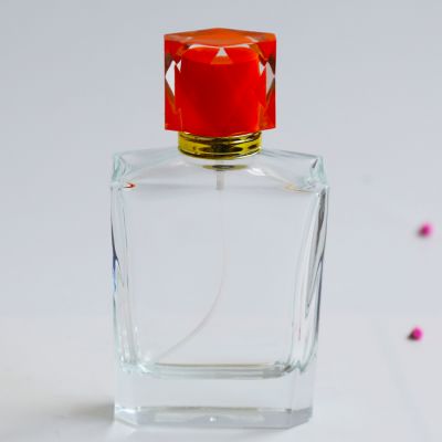 100ml transparent rectangle perfume glass bottle customized 