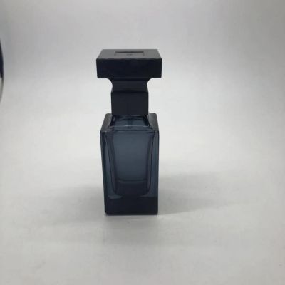 HIGH quality 50ml Frosted clear black rectangular perfume glass spray bottle 