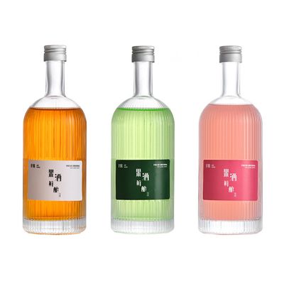 500ml Clear Vertical Grain Glass Bottle For Wine with ROPP cap 