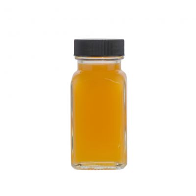 2oz Clear Ginger Juice Square Glass Bottles