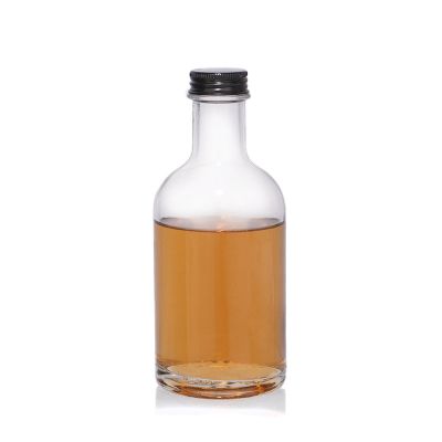 250ml glass fruit juice bottle glass bottle with black aluminum lid 