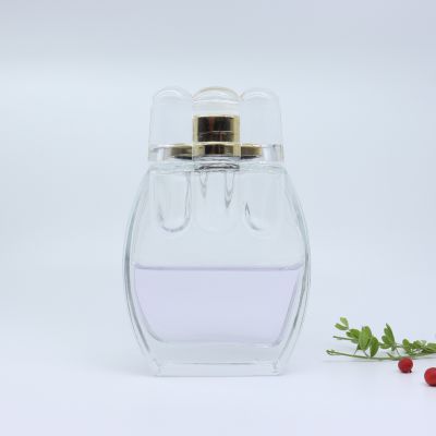 Fancy 2020 new trend glass perfume bottle 110ml glass cosmetic packaging with lid 