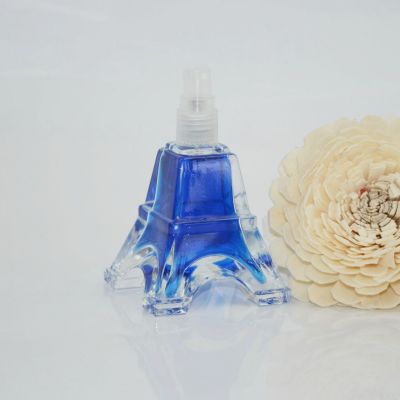 Cheap eiffel tower shape 30ml glass perfume bottle with crimp spray 