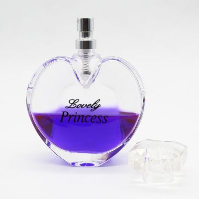 Fashion Stereoscopic Heart Shape Refillable 100ml Perfume Glass Bottles For Personal Care