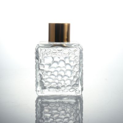 80ML Water Cube Aroma Bottle Luxury Pattern Glass Perfume Bottle Empty Indoor Fragrance Bottle With Cap