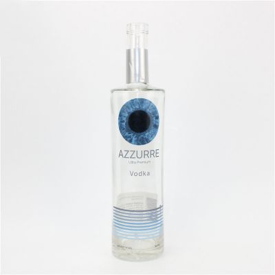750ml silk print round glass bottle for Whisky Vodka champagne 