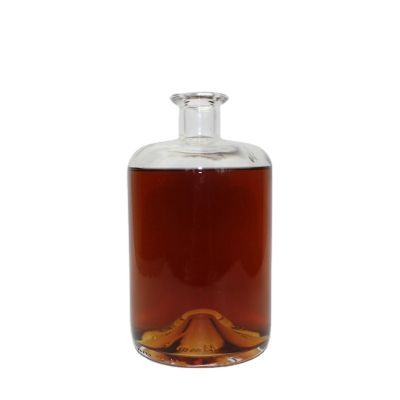 Raised bottom 750ml liquor glass bottle made up of super flint 