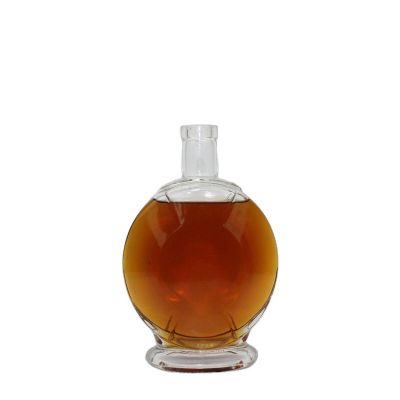 High-end 750ml round shape liquor glass bottle 