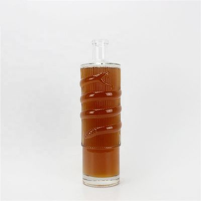 Exquisite pattern design liquor glass bottle clear