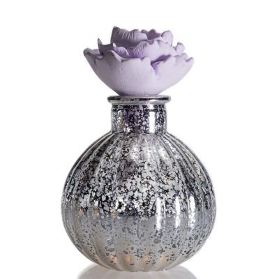 Sparkling 3oz 4oz Round Ball Electroplate Aroma Bottle Attar Reed Diffuser Bottles With Cork