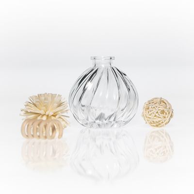 Manufacturer Round Fragrance Bottle 80ml Clear Glass Aroma Reed Diffuser Bottle