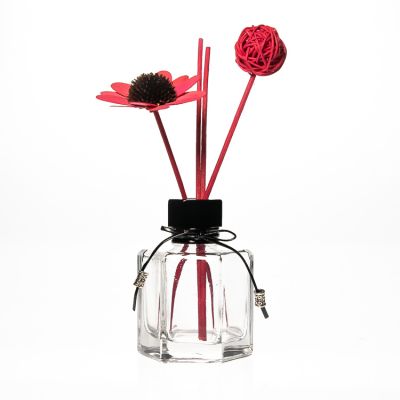 Unique Perfume Glass Bottle Empty Clear Hexagonal Reed 100ml Diffuser Bottle