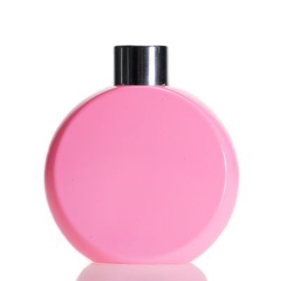 Colored Round Pink Perfume Bottle Luxury Fragrance Oil 150ml Diffuser Bottle With Cap 