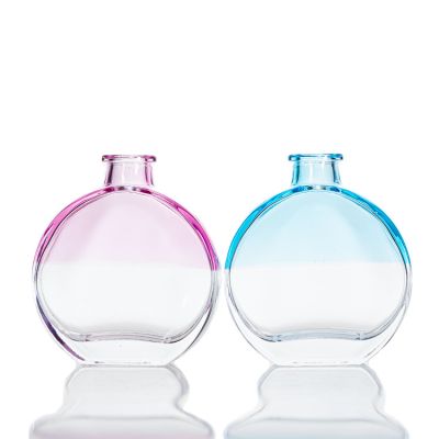 Custom Aromatherapy Reed Bottle Flat Square Empty Reed 100ml Gradient Colored Diffuser Bottle 