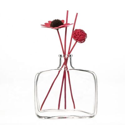 Manufacturer Large Square 330ml Clear Glass Aromatherapy Bottle Fragrance Empty Room Diffuser Bottle