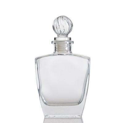 Custom Aroma Oil Bottle Glass Flat Square Reed 100ml Empty Diffuser Bottle With Cork 