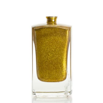 Luxury Fancy Flat Square Bottle Glass Perfume Yellow Empty Perfume Bottles 100 ml 
