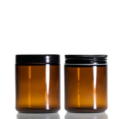 Custom Cosmetic Packaging 240ml Glass Amber 8oz Cosmetic Cream Jar For Sale 