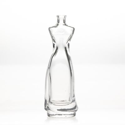 elegant woman shape perfume glass bottle with crimp cap 