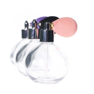 Round Ball Shaped Glass Perfume Bottle 50 ml Crystal Refillable Perfume Spray Bottle with Air Ball Spray