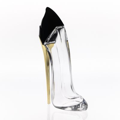80ml Clear Transparent Woman Shoe High Heel Shape Glass Perfume Bottle with Pump Spray lid