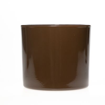 Factory Price 260ml Cylinder Round Candle Holder Amber Glass Jar for Candle Making