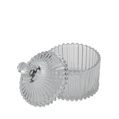 Luxury Custom 80ml 3oz Embossed Cylinder Round Glass Small Candle Holder Jar With Glass Lid 
