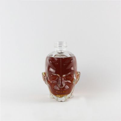 Head shape 750ml clear glass bottle wine glass bottle