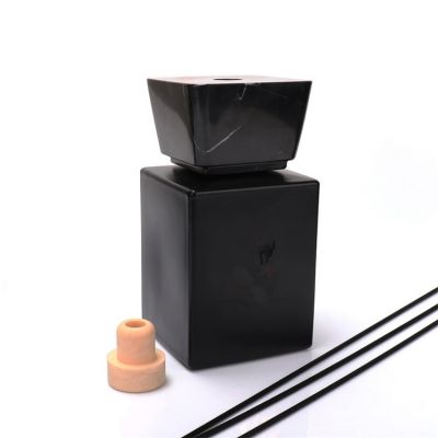 Luxury custom 500ml Empty Square Black Reed Diffuser Glass Bottles For Air Freshener