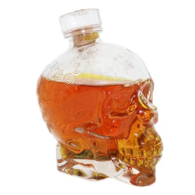 High quality factory supply custom 750ml skull bottle for vodka whisky