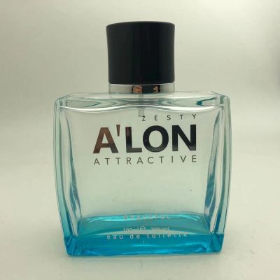 Sunrise light blue glass perfume bottles 100ml with pump