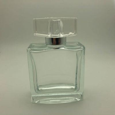 Empty round square 50ml perfume spray bottle with pump