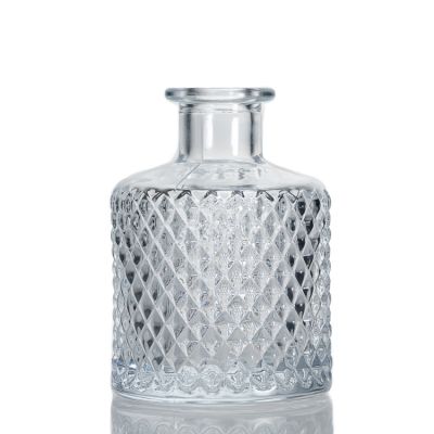 Engraving design empty bottle reed diffuser 200ml glass diffuser bottle