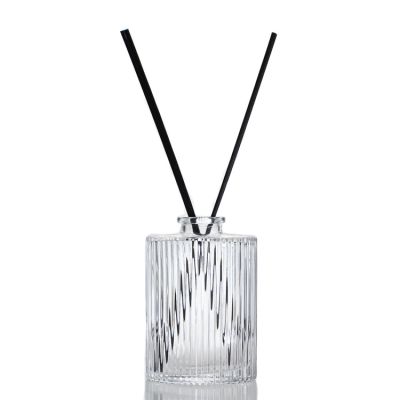 Embossed empty fragrance glass bottles 200ml aroma diffuser bottle with stick