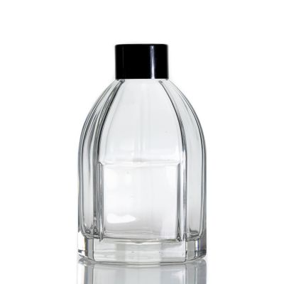 Wholesale Transparent Aromatherapy Bottle 200ml Reed Diffuser Bottle With Black Cap